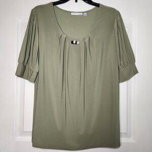 Notations Blouse with Siver Tone Neckline Accent - Size 1X